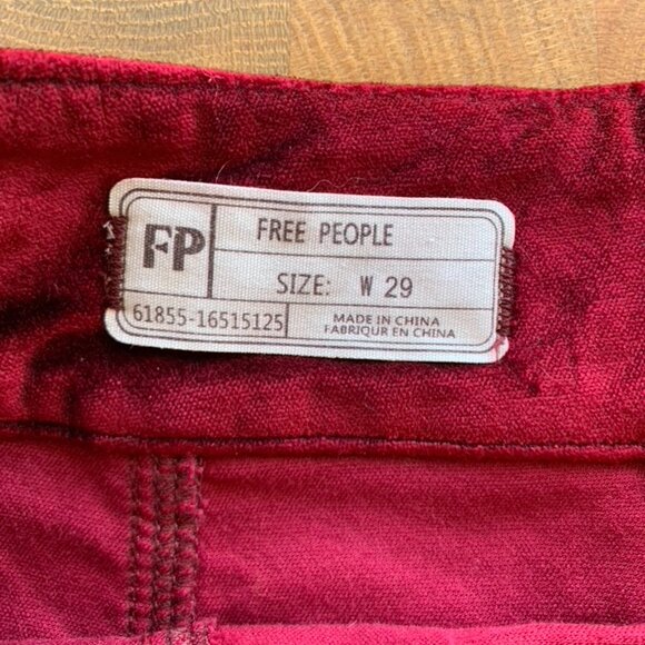 Free People Retro Velvet Mini Skirt - Red Wine 29 - Picture 3 of 5